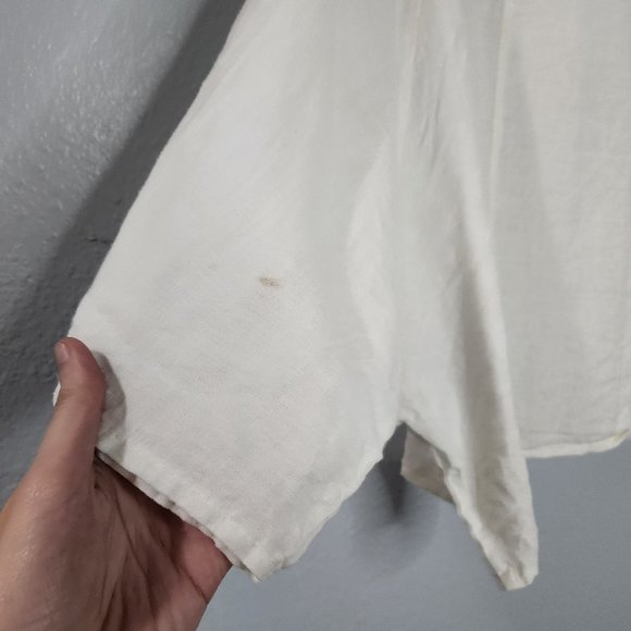 LIN Nature Womens Size 46 White Victorian Sheer Linen Dolman Blouse Top Batwing - Picture 2 of 5